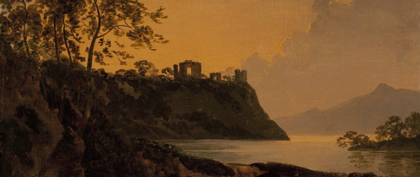 Joseph Wright of Derby, Landscape with Ruined Castle, around 1790, oil on canvas. Purchase, Alfred and Isabel Bader and the Government of Canada, 1988 (31-009)