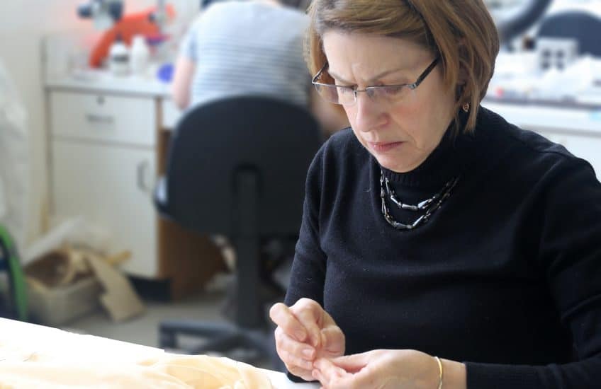 Patricia Ewer, the Isabel Bader Research Fellow in Textile Conservation at the Agnes in 2013