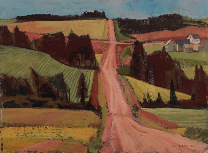 Alan Collier, Farm Road, Prince Edward Island, 1966, oil on board. The Ian M Collier Collection, Gift of Ian Collier, 2016