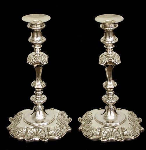 George Wickes, Candlesticks, 1742, silver. Gift of Dr. Stuart W. Houston in commemoration of Centennial, 1967 (S67-014.01)
