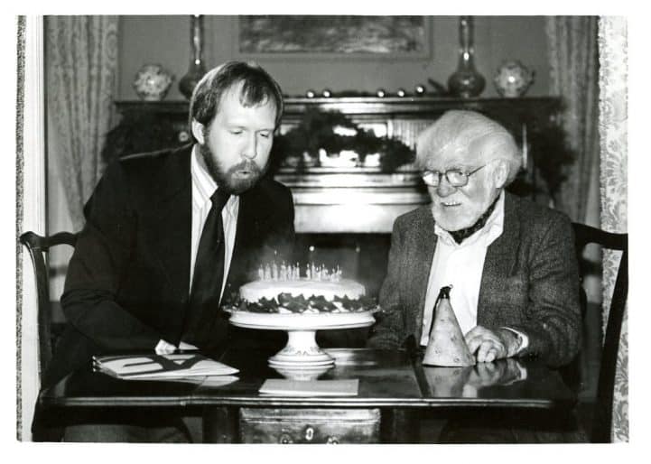 Robert Swain and André Biéler, 25th Anniversary holiday party, 1982
