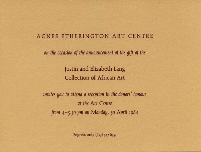 Invitation, Visions and Models: African Sculpture from the Justin and Elisabeth Lang Collection, 1984