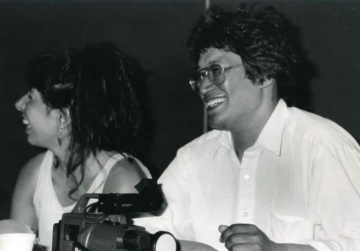 Rebecca Belmore and Zacharias Kunuk, artists, at the Fragmented Power: Art Voices for 2000 conference, 1991