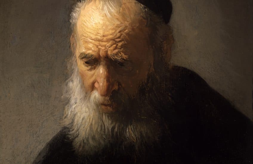 Rembrandt van Rijn, Head of an Old Man in a Cap, around 1630, oil on panel. Gift of Alfred and Isabel Bader, 2003 (46-031)