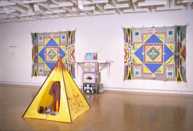 Installation view, Bob Boyer, Hewey, Dewey and Lewey: A Re-appropriation of Misappropriated Appropriation (1988–1990), in Seeing Red, 1990
