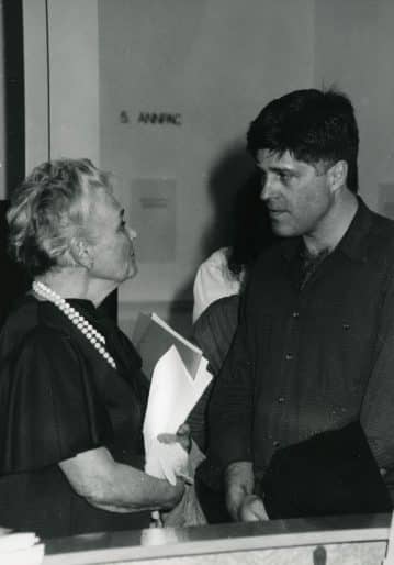 Elizabeth Harrison, artist and co-organizer of the 1941 Conference of Canadian Artists, at Fragmented Power: Art Voices for 2000, Kingston Conference, 1991