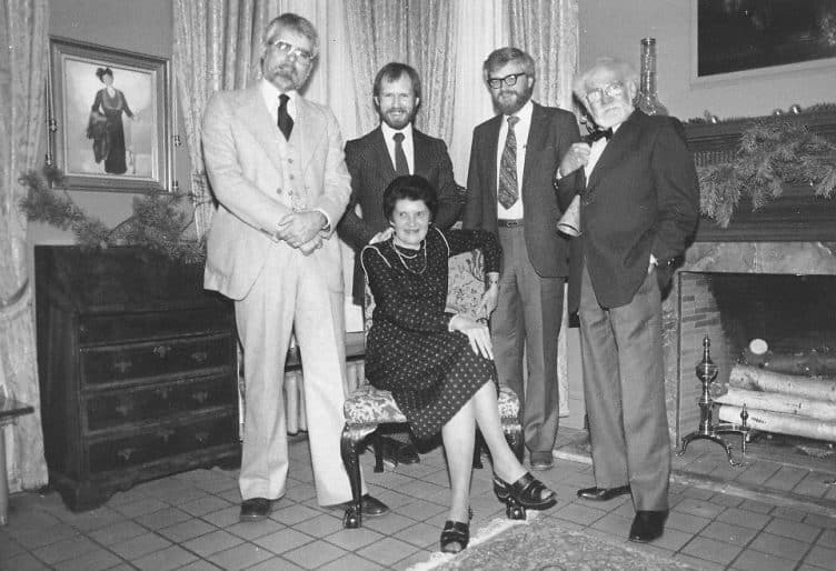 Ralph Allen, André Biéler, Robert Swain and Michael Bell, Directors, with Frances K. Smith, Curator Emeritus, 1982. Photo: Lisa Lowry