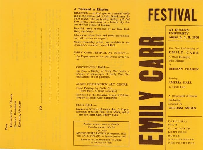 Flyer, Emily Carr Festival, 1960