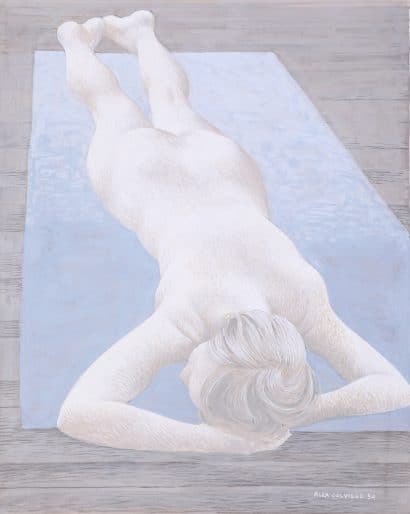 Alex Colville, Nude on a Rug, 1954, casein tempera on paper. Gift of Mrs. Ruth Soloway, 2012 (55-004.11). Photo: Bernard Clark
