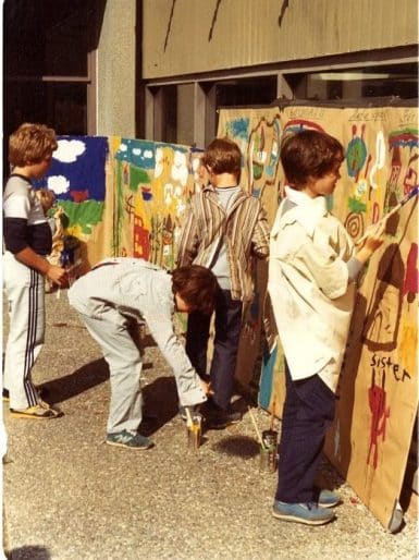 Mural painting, 25th Anniversary open house, 1983