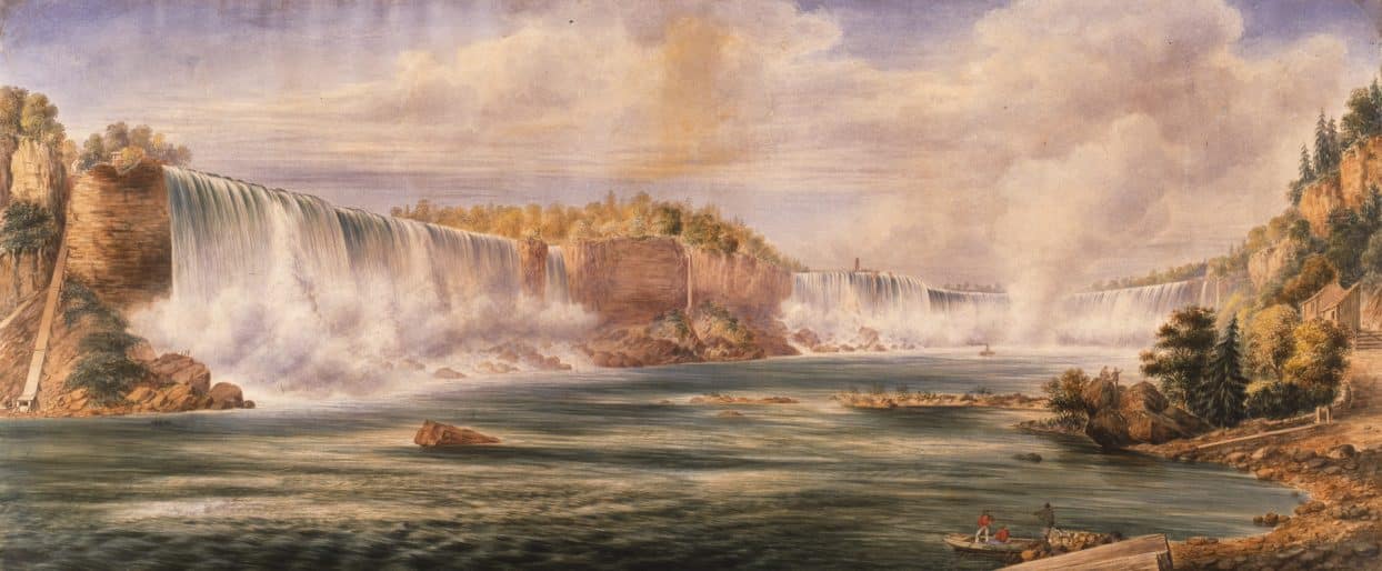 Washington Friend, View of Niagara Falls from above the Horseshoe falls from a view of the Niagara River and Gorge, watercolour on paper. Purchase, J. Stuart Fleming Fund, 1987 (30-090)