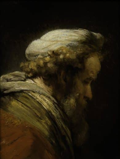 Rembrandt van Rijn, Head of a Man in a Turban, around 1661, oil on oak panel. Gift of Alfred and Isabel Bader, 2007 (50-001). Photo: Paul Litherland