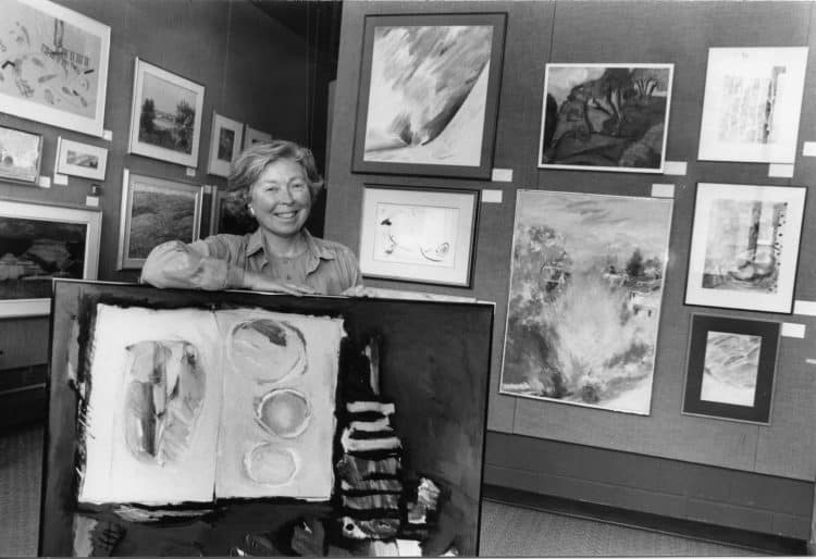 Daphne Franks, volunteer Director, Gallery Association’s Art Rental Gallery, 1990s. Photo: Robert Mooy