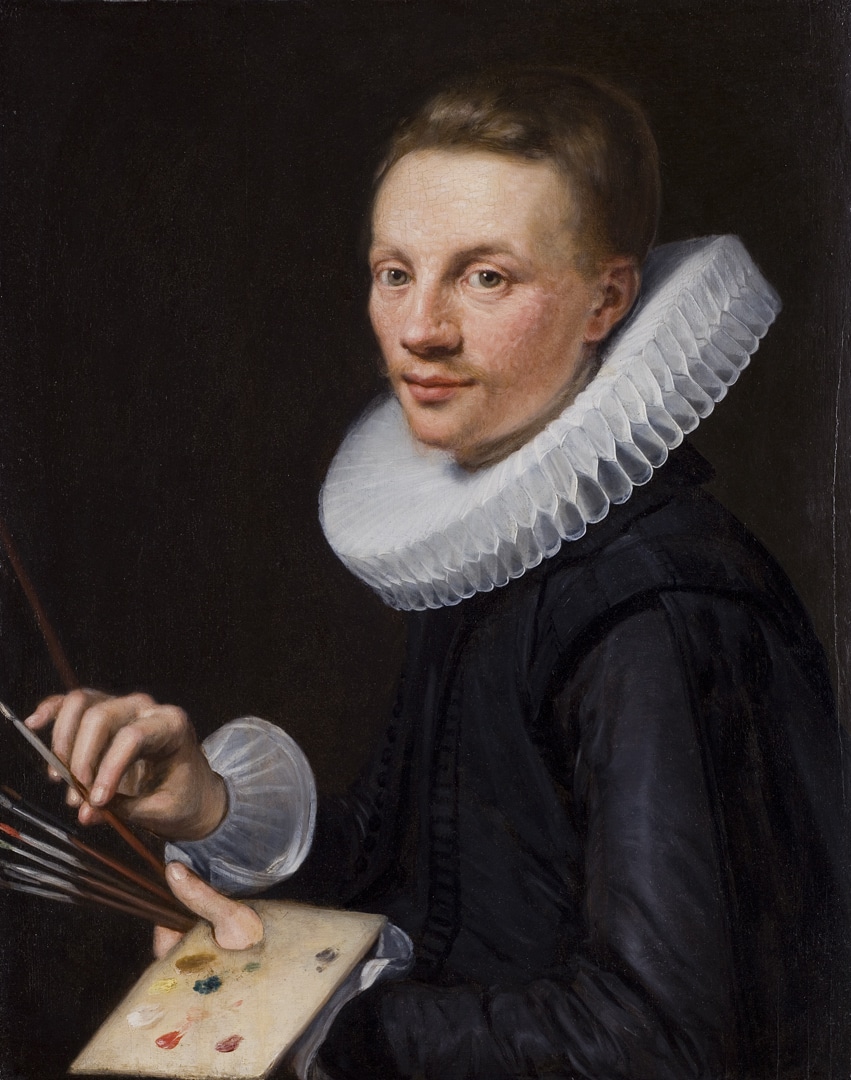 Unknown, Self-Portrait with Square Palette, around 1600, oil on panel. Gift of Alfred and Isabel Bader, 2014 (57-001.04). Photo: Bernard Clark. From the exhibition Artists at Work: Picturing Practice in the European Tradition.