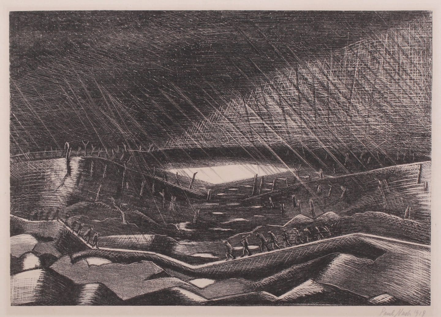 Paul Nash, Rain: Zillebeke Lake, 1918, lithograph on paper. Gift of Simon and Caroline Davis, 2018 (61-002.01). Photo: Bernard Clark