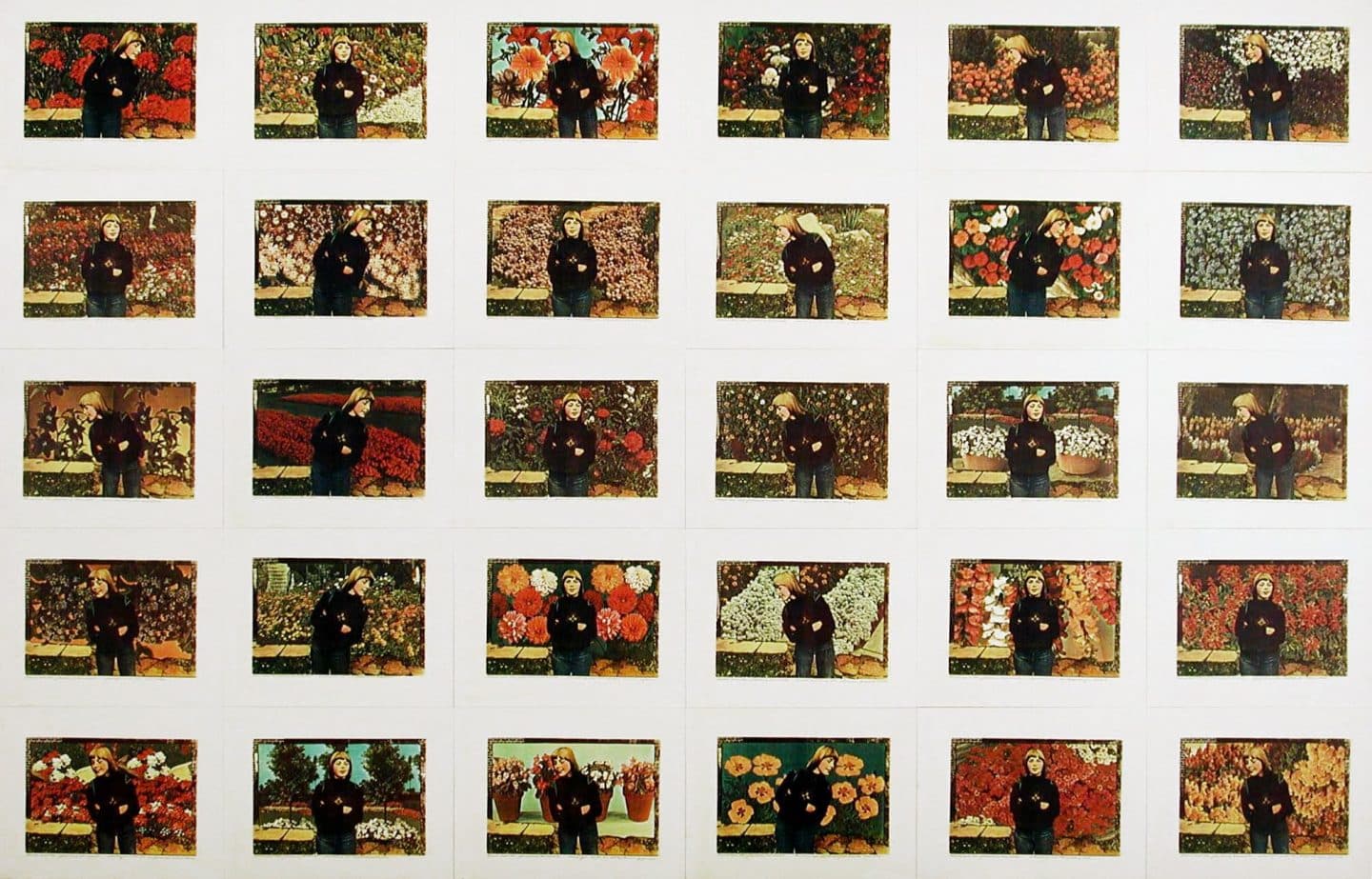 Barbara Astman, Rochester NY 1950, Connie and the Flowering Annuals, 1977, colour Xerox print on paper. Purchase, Canada Council and Gallery Association Matching Grant, 1977 (20-085) Photo: Agnes Etherington Art Centre