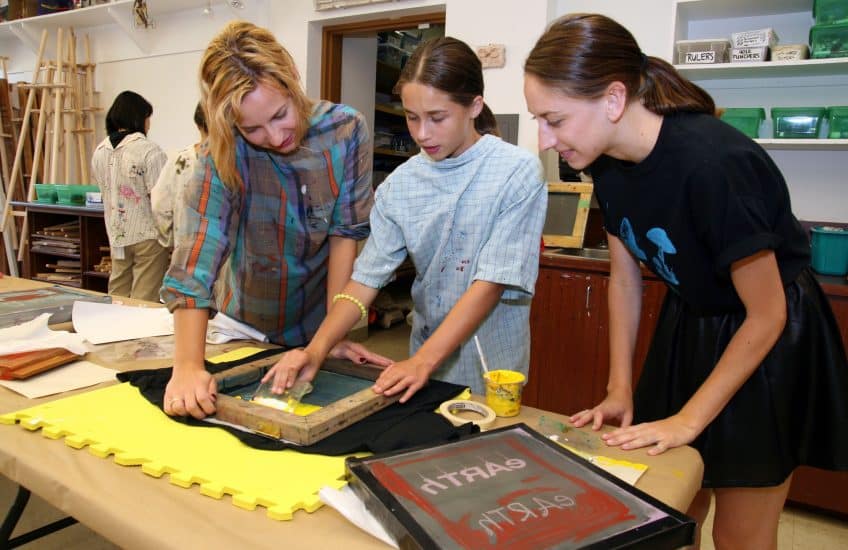 Screen printing in the Studio.