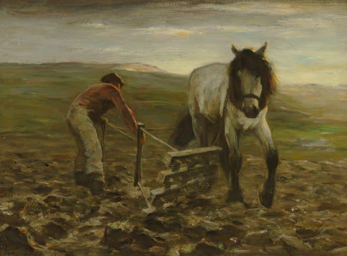 Horatio Walker, Turning the Harrow, 1898 ?, oil on paper glued on board, Musée national des beaux-arts du Québec, Québec. Gift of the Estate of the Honourable Maurice Duplessis.