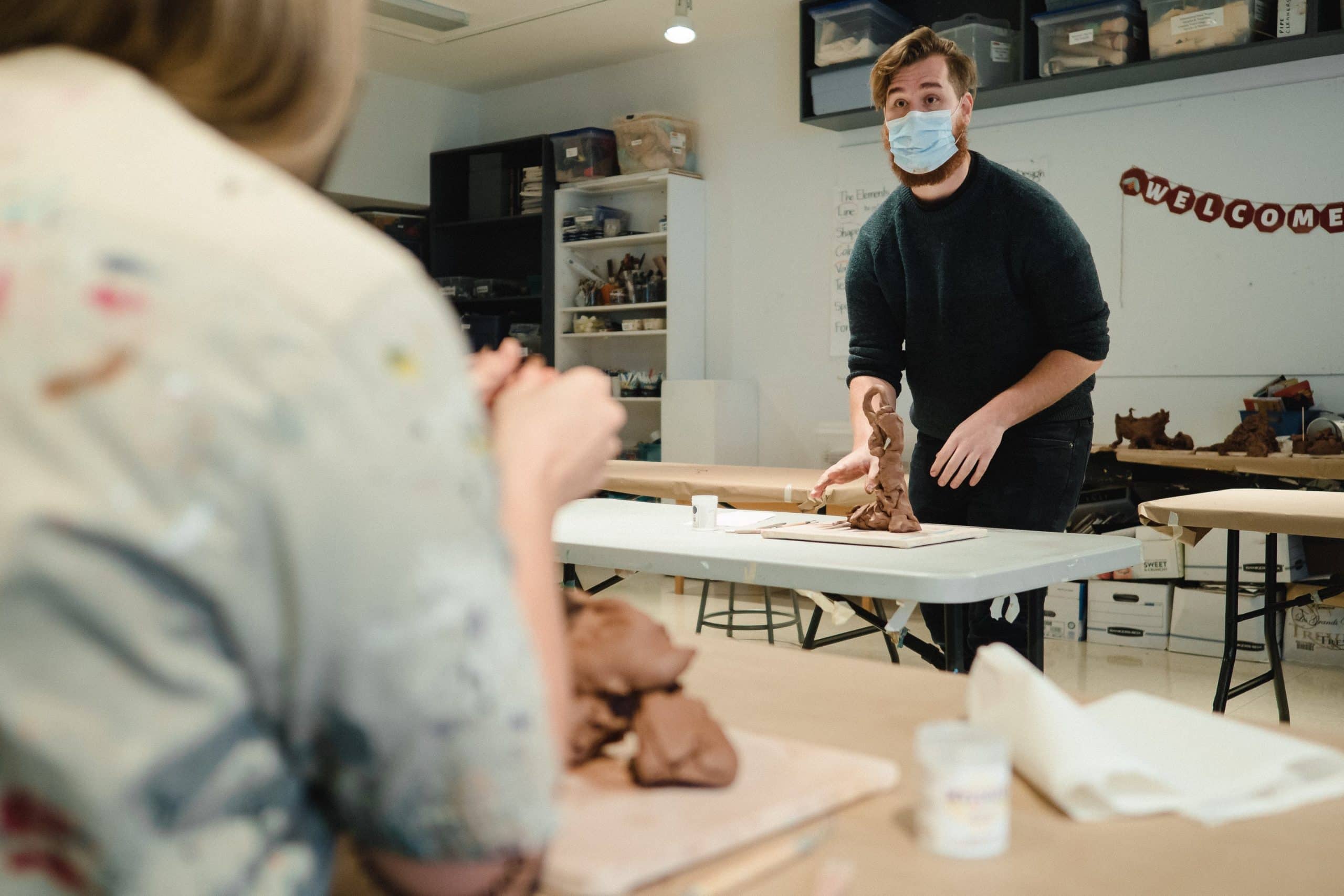 A sculpture workshop with artist Nicholas Crombach in Agnes’s studio. Photo: Tim Forbes