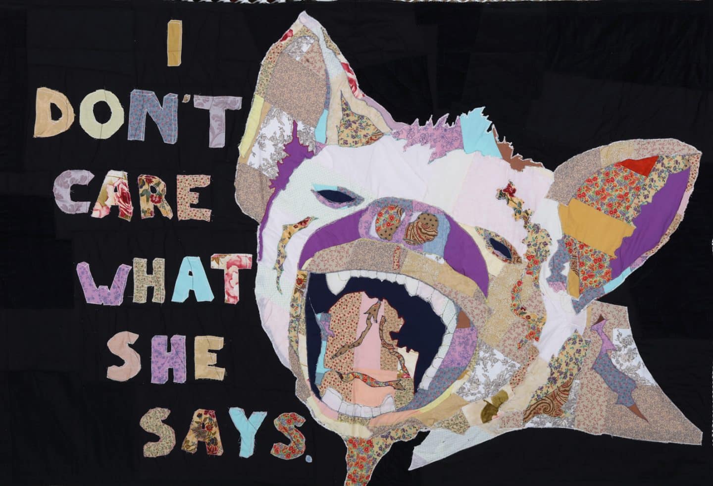 Lisa Visser, Hyena One, 2009, quilted and appliqué cotton fabric. Gift of friends and family of Lisa Visser, 2016