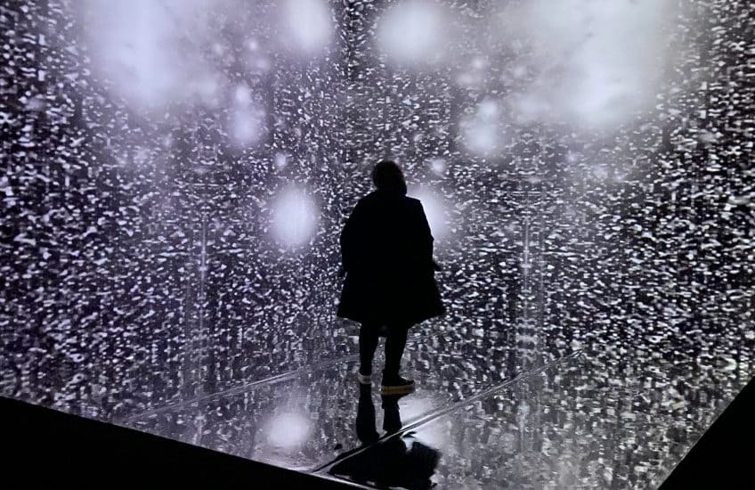 Artist Tannis Nielsen in her installation of Creation in Lii Zoot Tayr (Other Worlds), Agnes Etherington Art Centre 2021. Photo: Emelie Chhangur