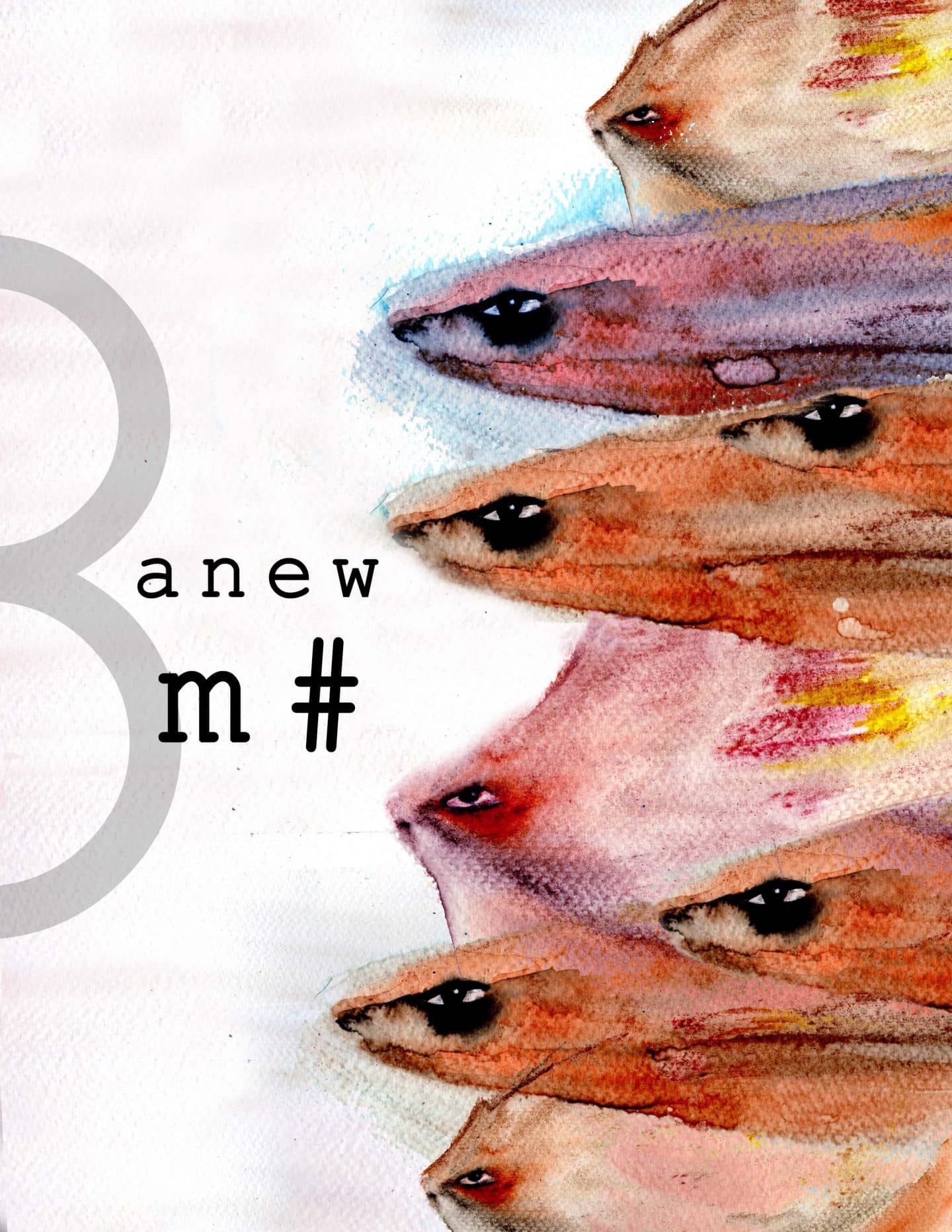 Cindy Mochizuki, 8 anew/m# (2022) water colour drawings and digital collage. Image courtesy of the artist.