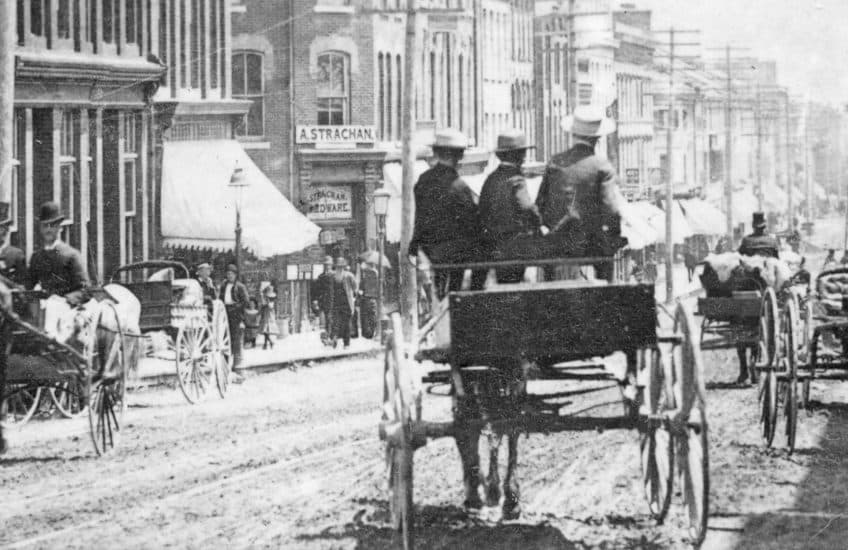 View looking east down Princess Street, Kingston, Ont., 1890. (Queen's University Archives)