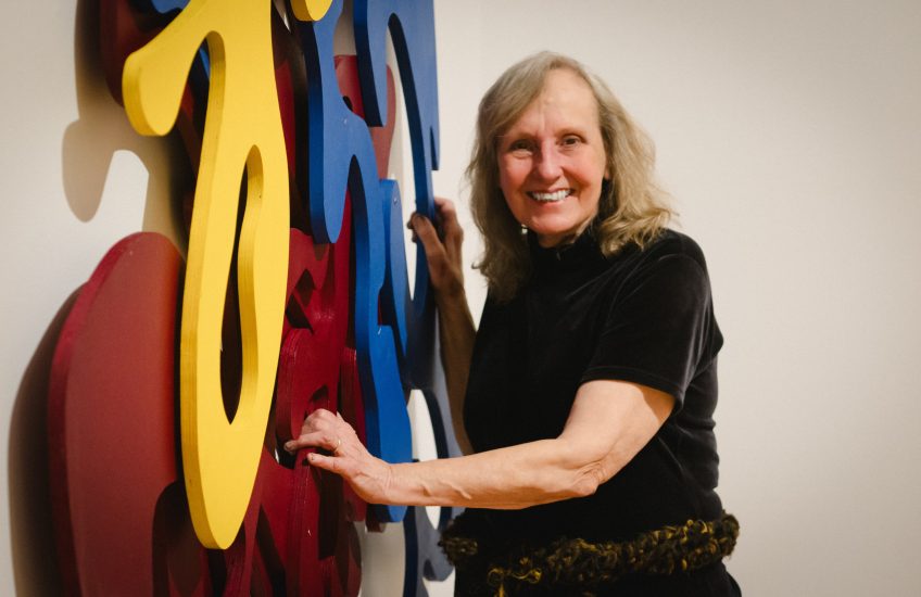 Artist Joan Scaglione at the Exhibition Celebration. Photo: Tim Forbes