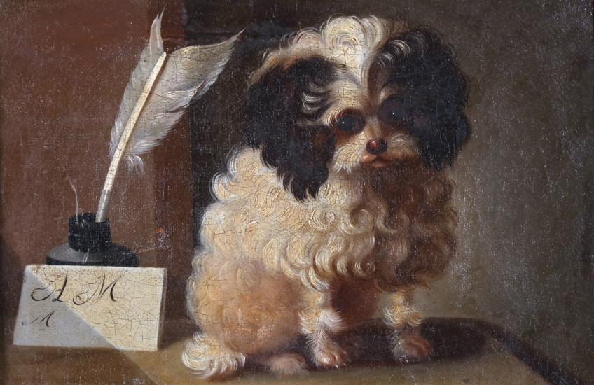 Jacques-Barthelemy Delamarre (active, Paris, 1777) Portrait of a Dog, unknown date, oil on canvas, 32.5 x 41.0 cm. Gift of Arthur Keppel-Jones 1993 (36-055). Photo: Bernard Clark