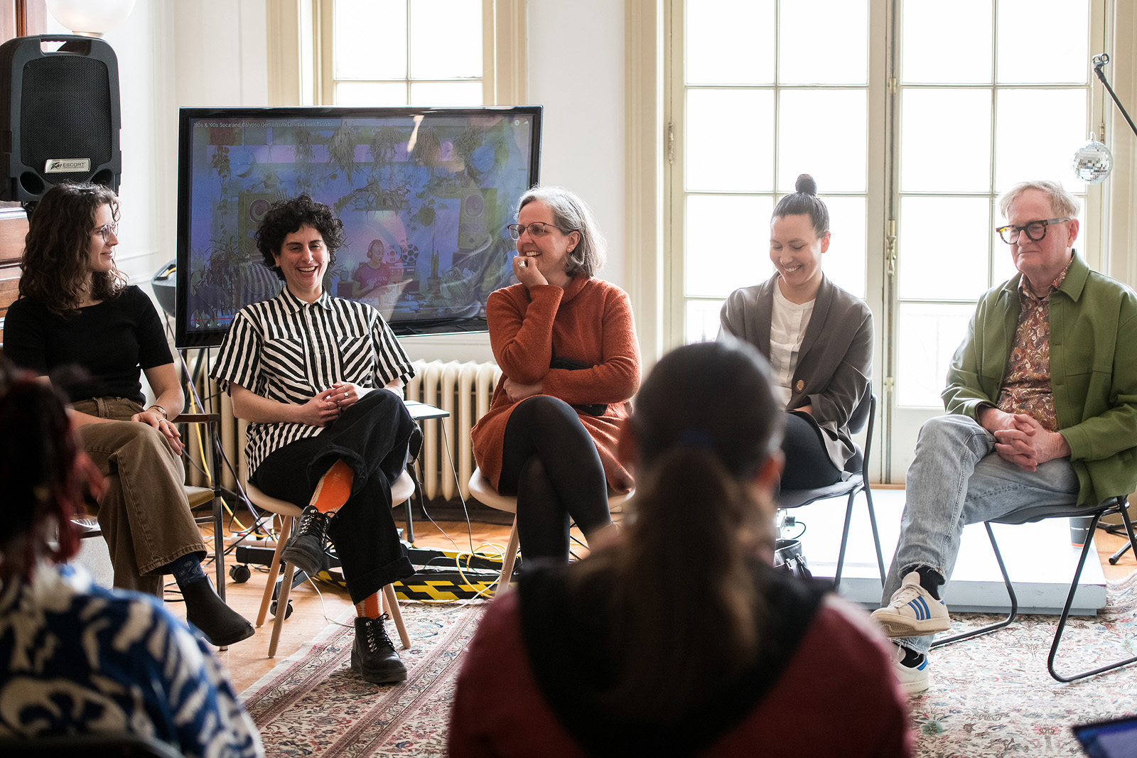 SCCS 830: Curating in Context with Dr Winsom Winsom, Wanda Nanibush, Philip Monk and Cathie Jamieson. Agnes's Chief Curator, Alicia Boutilier, and Bader Curator of European Art, Suzanne van de Meerendonk, also joined in.